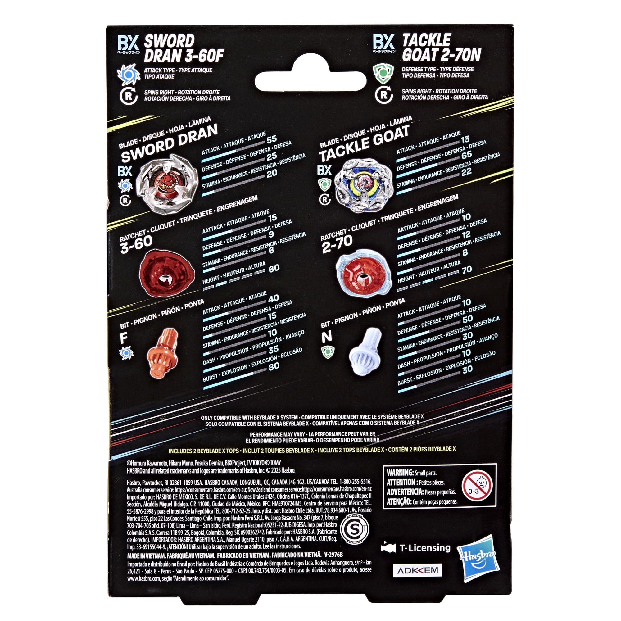 Beyblade X Tackle Goat 2-70N & Sword Dran 3-60F Dual Pack Set