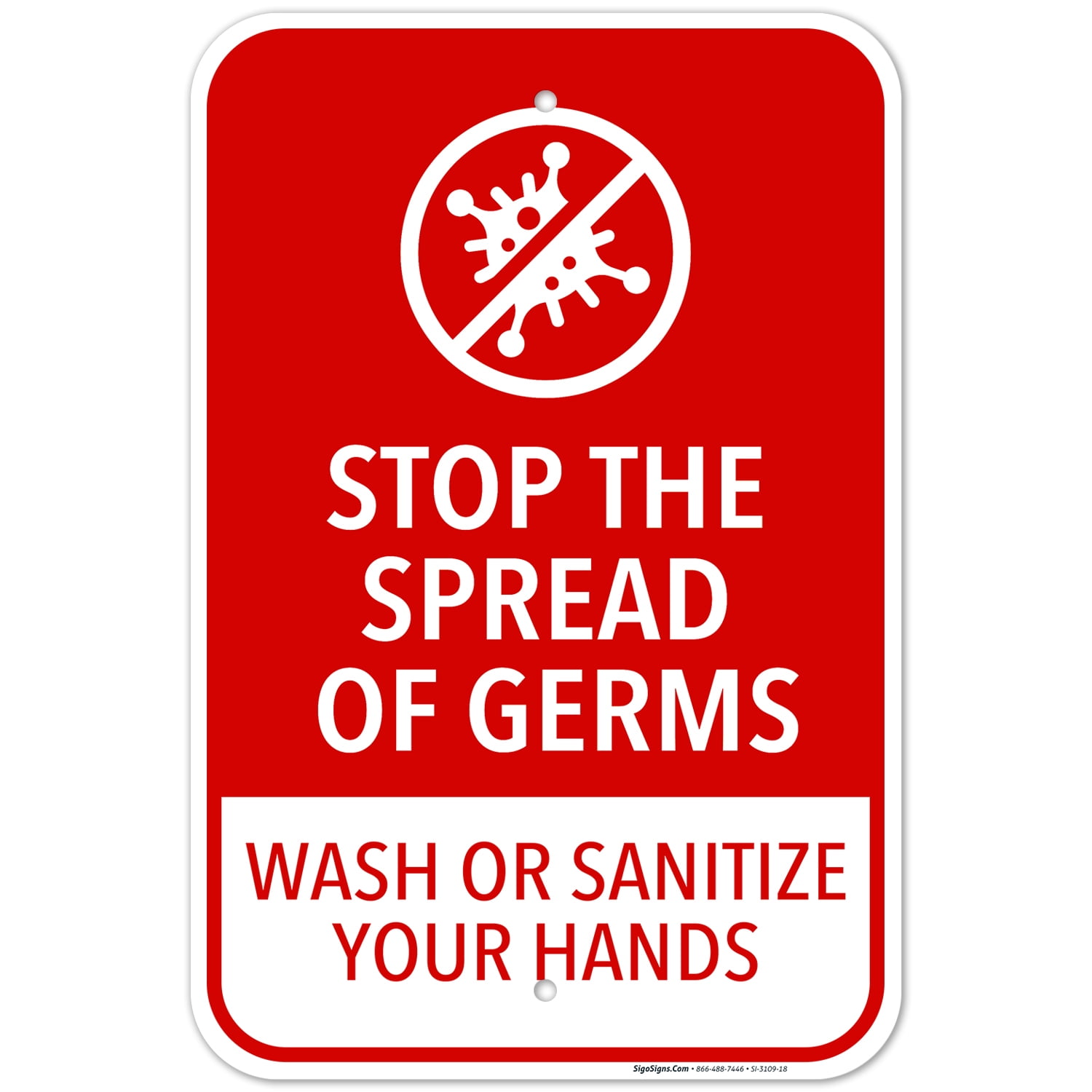 Hand Washing Sign, Stop The Spread of Germs, 12x18 Aluminum - Walmart.com