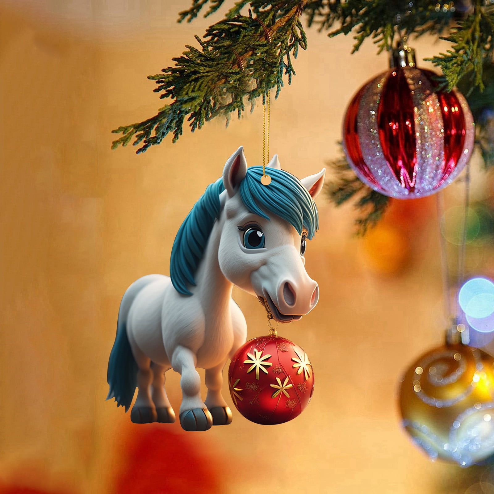 Décoration De Noël 2D En Acrylique Avec Cheval De Dessin Animé