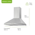 thumbnail image 2 of Campana para cocina de pared piramidal 60 cm Acero Inoxidable, 3 Velocidades, Doble Filtro de malla lavable y Filtro de carbón activado, Luz LED, Extrae y Purifica AVERA CEP60, 2 of 10