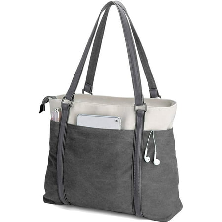 PIKADINGNIS Women Laptop Tote Bag for Work Lightweight Splice Canvas 15.6 Inch Handbag Purse