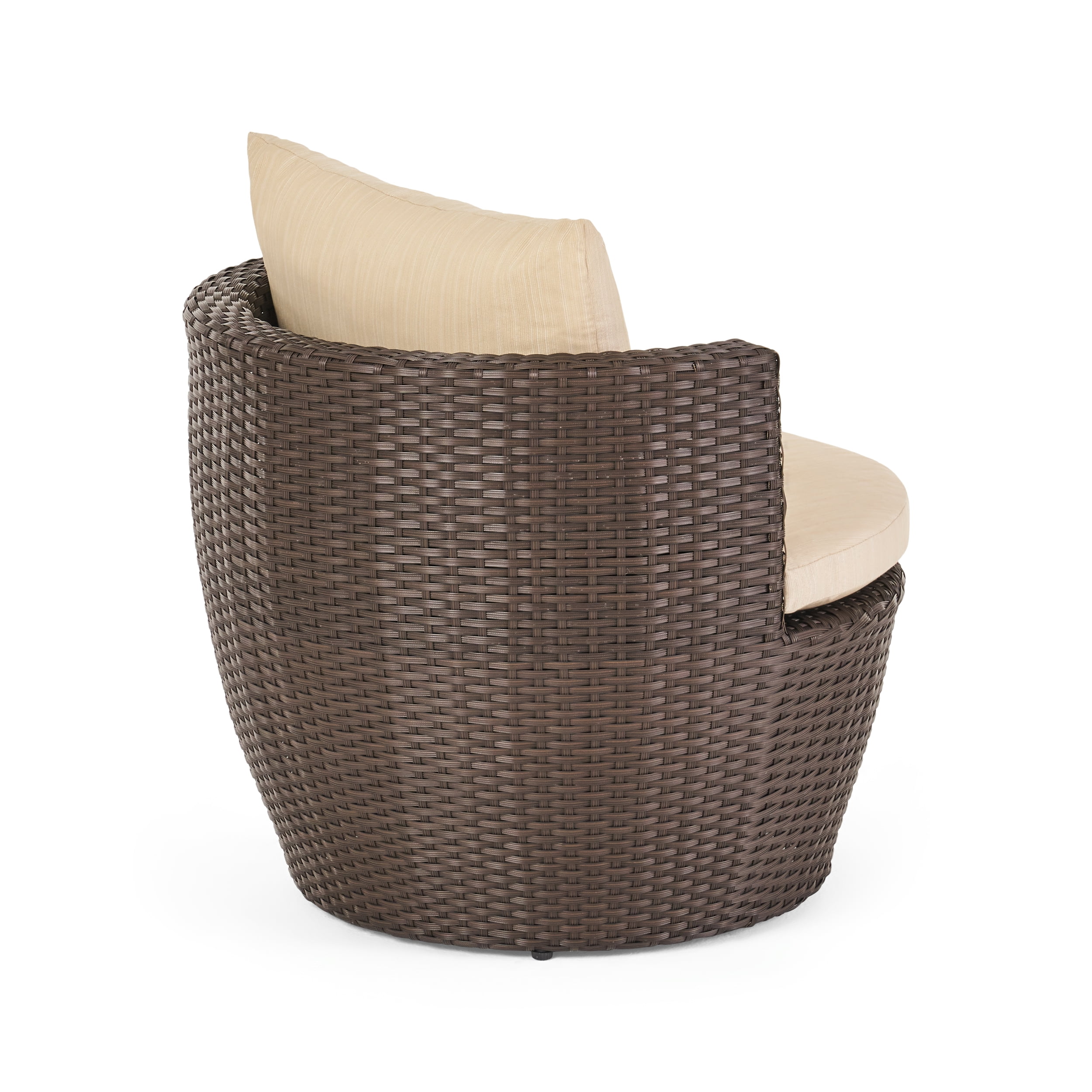 Outdoor 3 Piece PE Woven Leisure Conversation Set, Combined Outdoor Furniture for Patio Garden, Aluminum Brown
