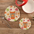 thumbnail image 2 of SKYSONIC 2 pcs Autumn Pumpkin Spice Latte Pot Holders Trivets, Heat Resistant Trivets,Coffee Cup Fall Leaves Cotton Thread Weave Mats for Hot Pads Pans Pot Bowl Teapot, 2 of 7