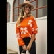 thumbnail image 5 of Suéter de Mujer de Otoño, Larga, Cuello Redondo, Jersey de Punto de Gran Tamaño, Tops Casuales con Estampados. Naranja XL, 5 of 9