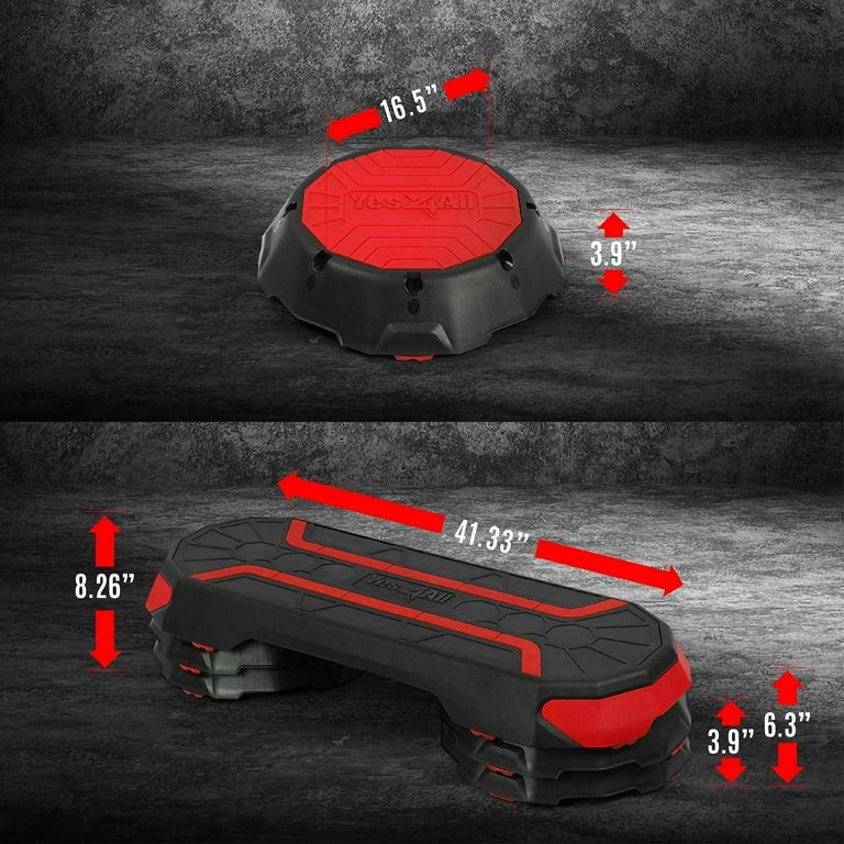 Yes4All Premium Aerobic Deck/ Step Platform, Plyometrics and Weight  Training, Red and Black