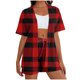 thumbnail image 1 of Cardigan largo para mujer con bolsillos no posicionado impreso manga corta y pantalones cortos Set Casual, sudadera y pantalones para mujeres, 1 of 6