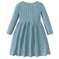 thumbnail image 7 of Annhoo 3-10 Years Girls Long-Sleeved Dress Solid Color Ribbed Knit Pleated Dresses Comfy Fall Winter Outfits for Toddler Kids, 7 of 7