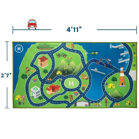 Kids Area Rugs Car Play Crawling Activity Mat Road Floor Game Carpets for Playroom Bedroom Classroom Educational Learning & Game 4' 11