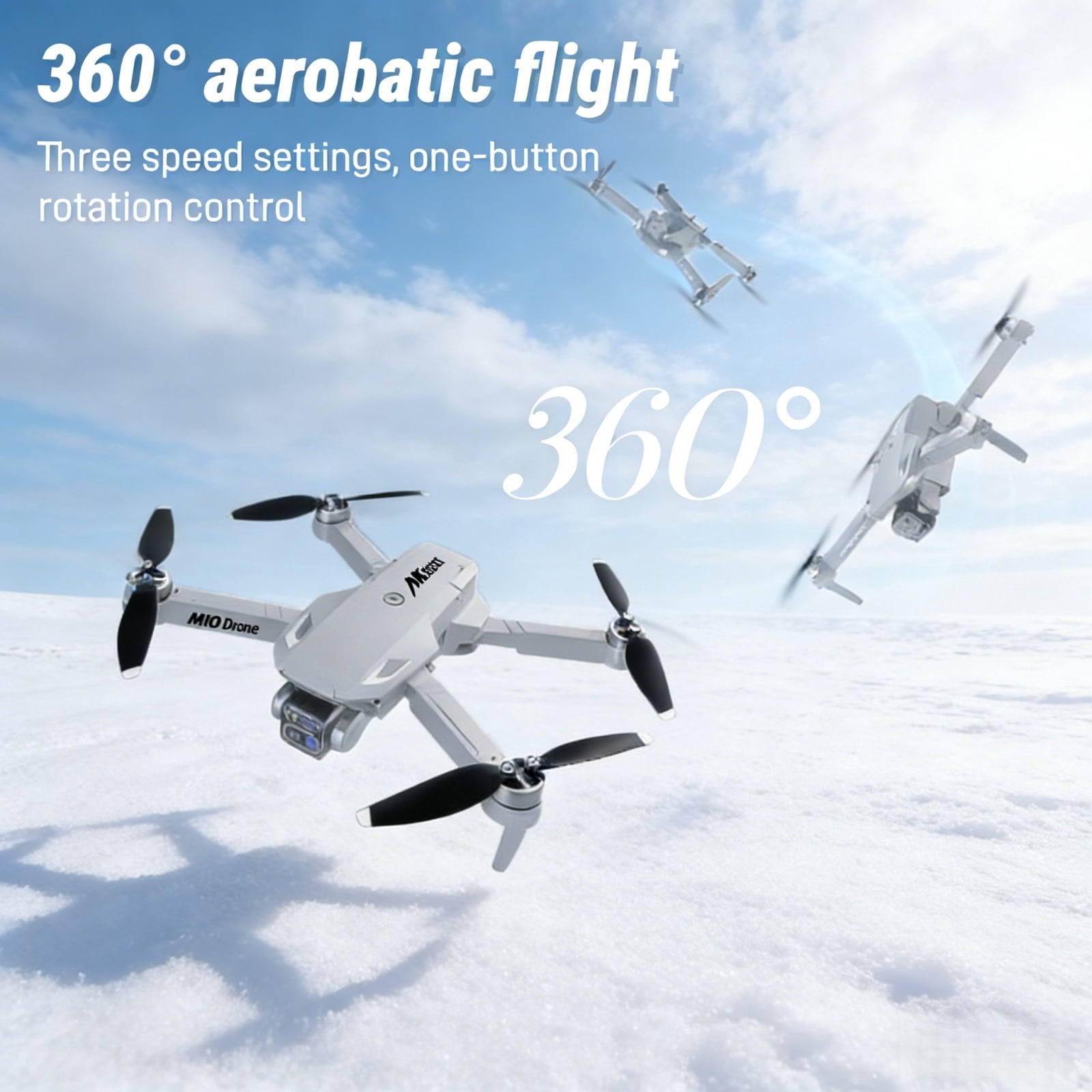 Foldable Dual-Camera Drone with Brushless Motor, Optical Flow Positioning, 4K HD FPV, Long Flight Time with 2 Batteries, Remote Control – Gray.