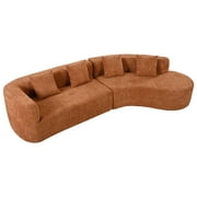 Harper & Bright Designs Modern Curved Floor Sofa Set, Modular Sectional Sponge Couch for Living Room, 2 PC Free Combination No Assembly Foam-Filled Sofa, Orange