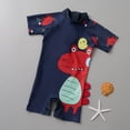 thumbnail image 6 of Rggeeun Child Boys Swimsuit Set 1Pc Cartoon Dinosaur Print Short Sleeve Crew Neck Above Knee Elastic for Summer Beach Lounging Trendy Beachwear,Blue,5-6 Years, 6 of 6