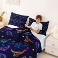 thumbnail image 3 of jejeloiu Jungle Wildlife Dinosaur Bed Sheets,Colorful Kawaii Dino King Sheets For Boys Men 4pcs, 3 of 6