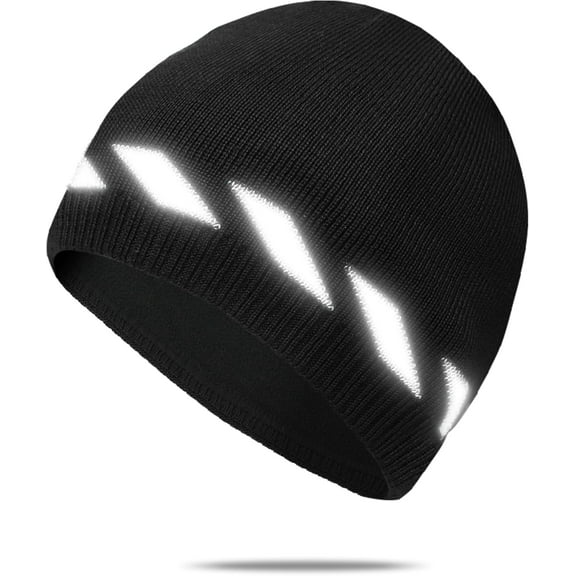 HiRui Winter Beanie Hats for Men Women Knit Fleece Skull Caps Reflective Stripes