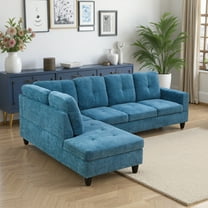 MAYEERTY Flannel 3-Piece Couch Living Room Sofa Set,Blue