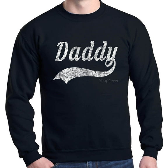 Shop4Ever Men's Daddy Classic Baseball Father's Day Crewneck Sweatshirt Large Black