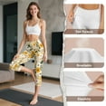 thumbnail image 7 of SCRAWLGOD Daisy Flower Beige Capri Leggings for Women Slim High Waisted Capri Yoga Leggings with Pockets for Women Lightweight Casual Tummy Control Yoga Pants, XXL, 7 of 7
