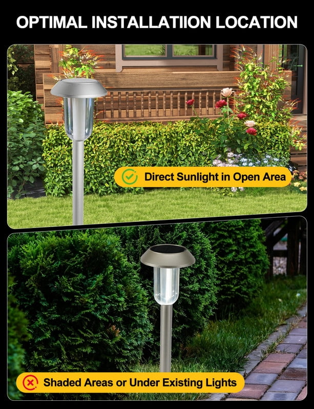 SUNLINKCO Solar Garden Lights Outdoor, 8 Pack Solar Powered Lawn Lights, 3000K Warm White, Outside Waterproof Decor Landscape Lighting, Auto On/Off, Walkway Light for Pathway, Yard, Driveway