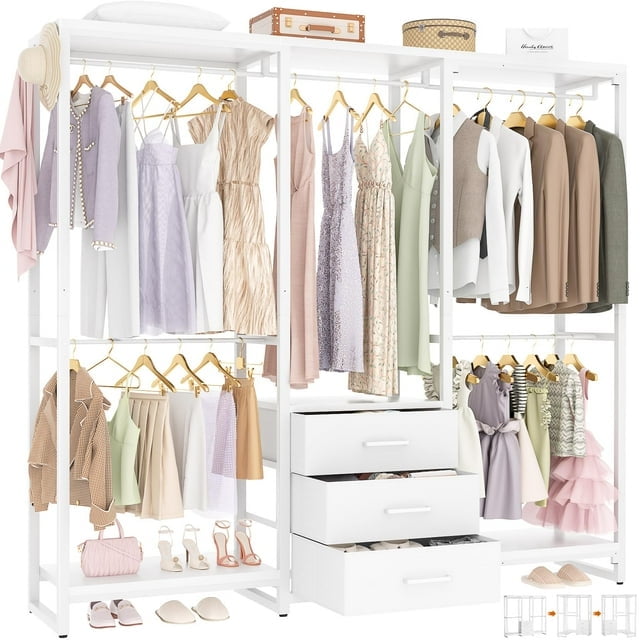 HOKEEPER Portable Closet Organizer, 1600LBS, 5 Hang Rods, 7