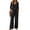 Black, variant on Womens Linen Set Matching Wide Leg Lounge Pants Gauze Capri Set Beach Vacation Outfits Linen Pants Set Summer Pajamas Roll-up Sleeve Top Summer Vacation Clothes Fashion Outfits Brown L