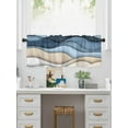 thumbnail image 5 of Valances for Windows Blue Brown Rod Pocket Cafe Window Treatments Valance Curtains for Kitchen Bathroom Laundry Basement Windows 56"x16", 5 of 9