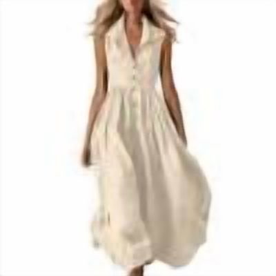 Yangnuo Women's Sleeveless Button Front Maxi Dress Ladies Solid Color Casual Shirt Dress Beige L