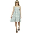 thumbnail image 1 of Bimba Women's Rayon Short Casual Dress Off White Shibori Printed Dresses - 4, 1 of 6