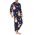 thumbnail image 3 of Bingfone Men'S Pajama Set 2 Piece Loungewear Pjs, Long Sleeve With Pajama Pants-Corgi Lying With Moons And Stars, 3 of 9