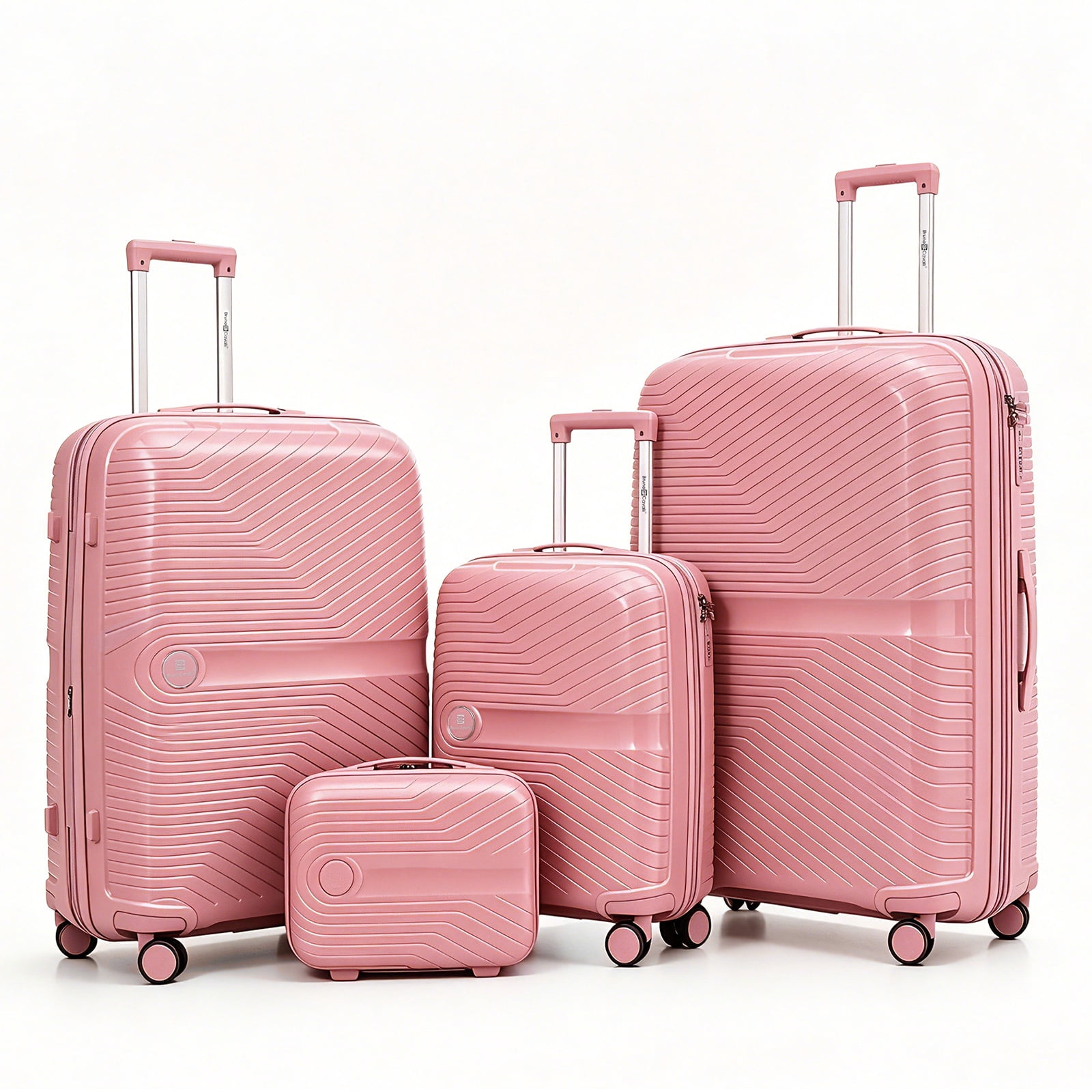 4 Piece Expandable ABS Luggage Set 13"+20"+28"+32", Hard Shell Spinner Suitcases with TSA Lock, Lightweight Travel Suitcase for Family Trip ROSE GOLD