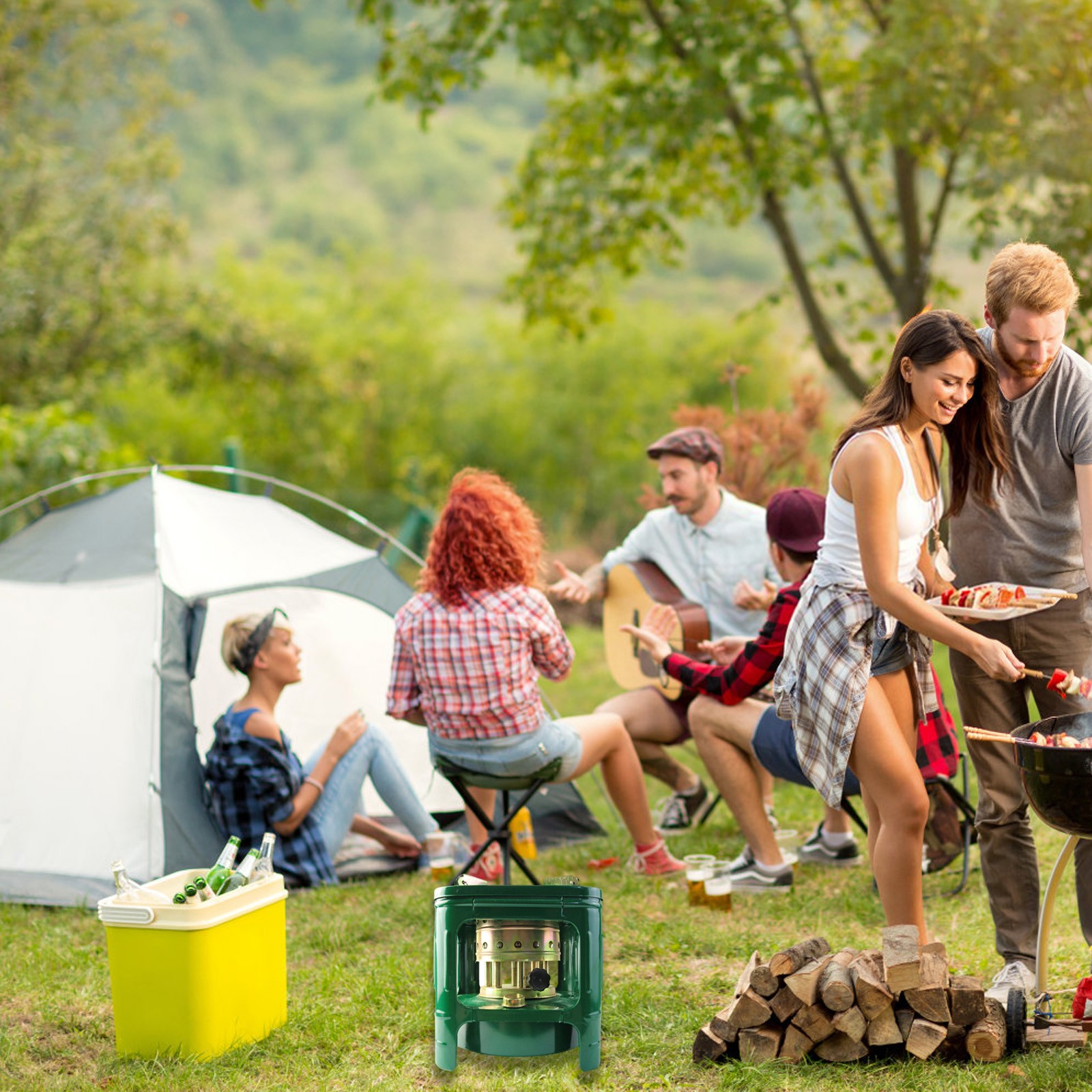 1xCompact Outdoor Cookware Furnace,Portable Kerosene & Diesel Stove,Efficient Portable Camping Stove for Backpacking and Outdoor Cooking,Metal Kerosene Pot for Boiling Water Cooking and Heating,Green