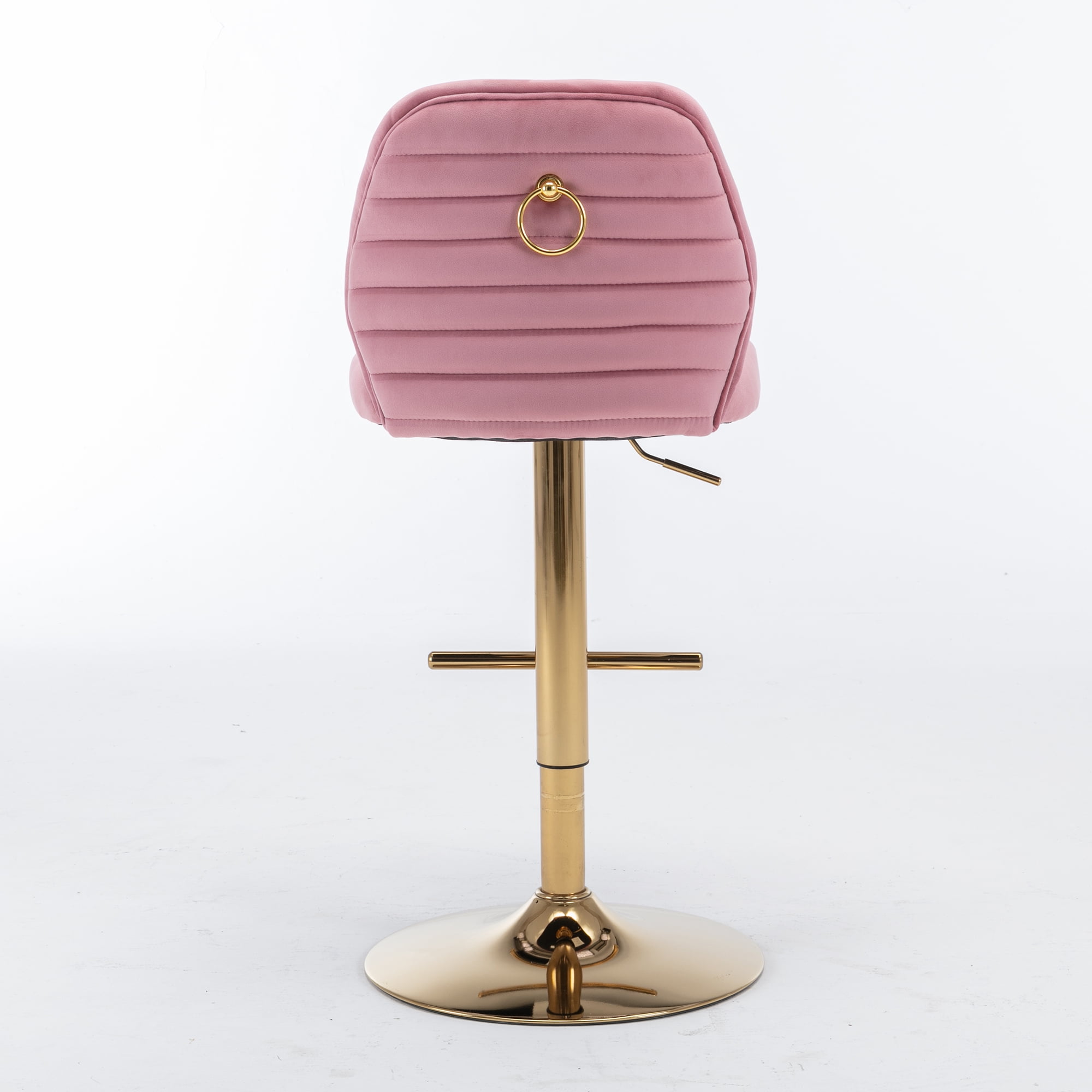 Kadyn Swivel Bar Stools Chair Set of 2, Adjustable Counter Height Barstools with Tufted High Back & Ring Pull, Pink Kadyn Swivel Bar Stools Chair Set of 2, Adjustable Counter Height Barstools with Tufted High Back & Ring Pull, Pink