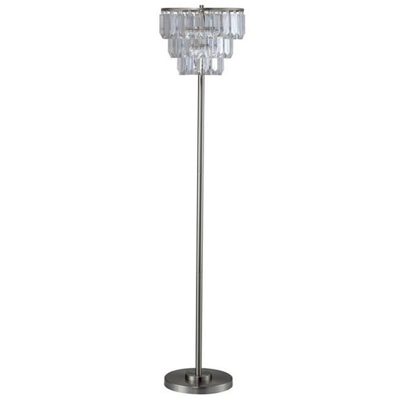 Furniture of America Belle Contemporary Metal Floor Lamp in Light Silver