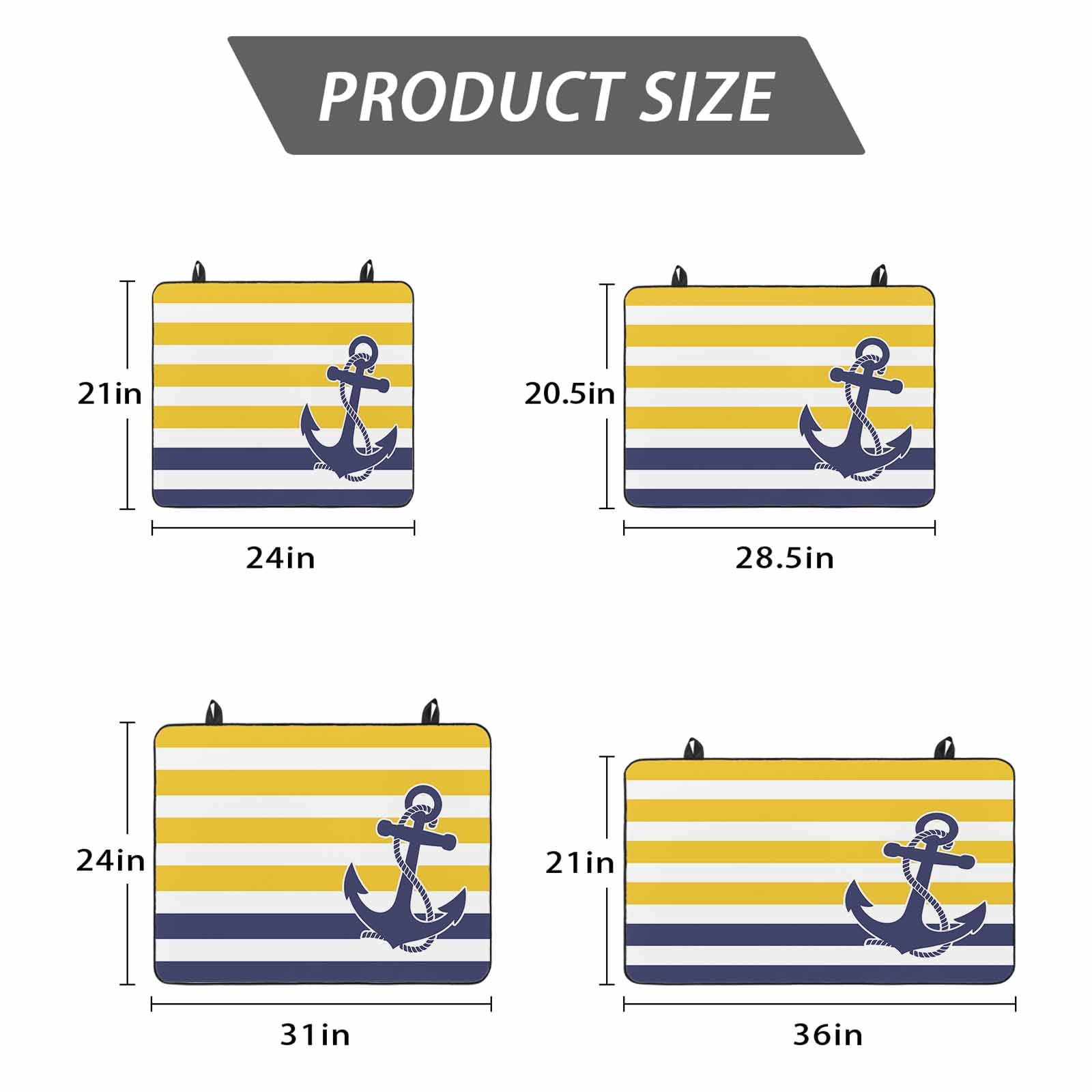 Yellow Striped Stove Top Cover for Electric Stove, Heat-proof & Non Slip Glass Top Stove Cover Protector, Navy Blue Nautical Anchor Geometric Kitchen Flat Cooktop Rubber Mat 24x21 Inches