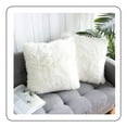 thumbnail image 1 of Juego de 2 fundas de cojín de 45 x 45 cm de piel sintética blanca, cojín decorativo de piel, cojín de peluche, cojín de sofá mullido, cojín de felpa suave para sofá, 1 of 6