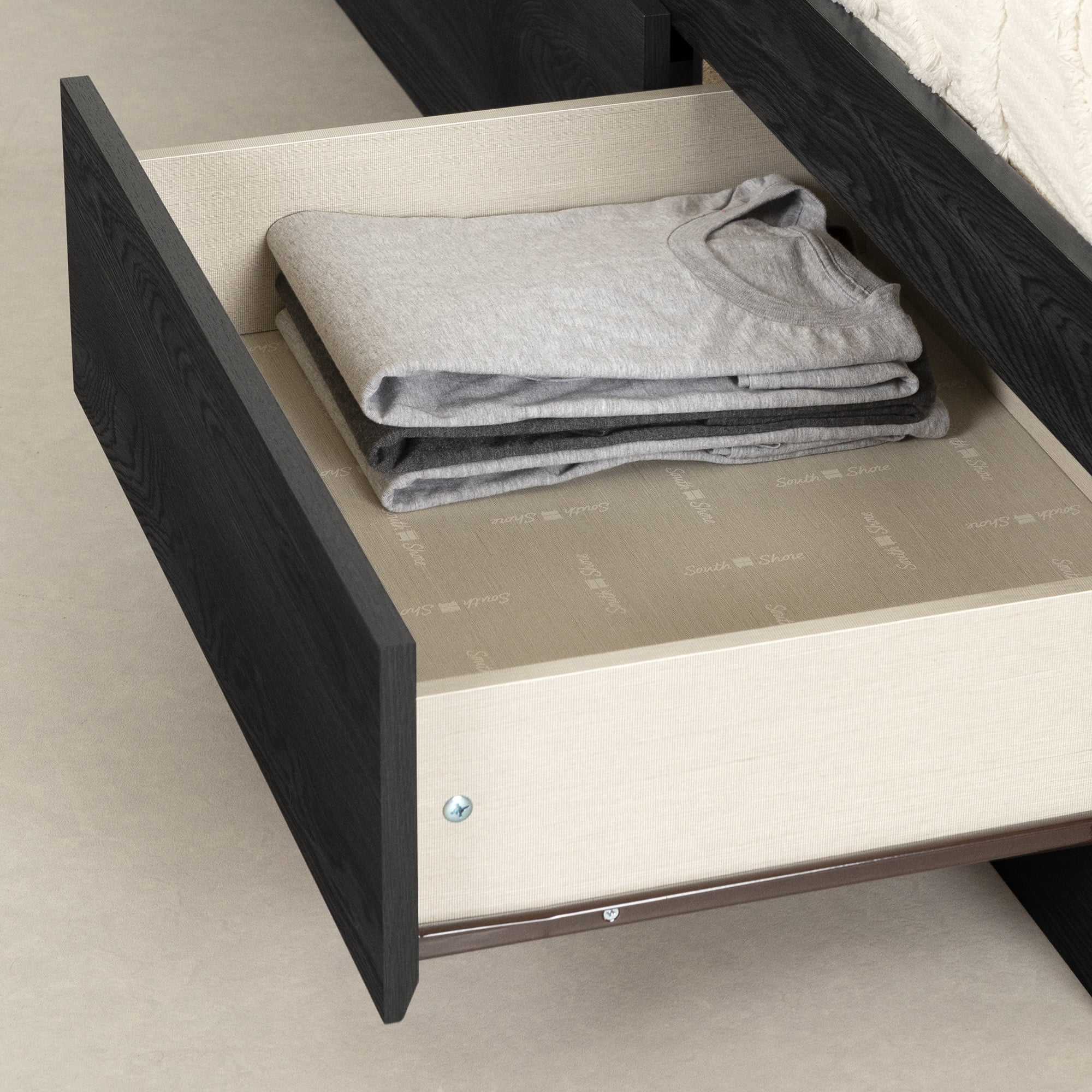 South Shore Fynn Twin Mates Bed with 3 Drawers, Gray Oak