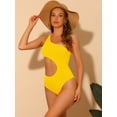 thumbnail image 4 of DARING DIVA One Shoulder Asymmetric Cutout Swimsuit Bathing Suit XS Yellow, 4 of 6