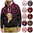 thumbnail image 1 of QATAINLAV Chandail à Capuchon avec Pochette pour Homme, Poche Kangourou, Chandails à Capuchon de la Saint-Valentin à Manches Longues, Chandail à Enfiler, Rouge, P, 1 of 6