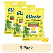 (3 pack) Ricola Sugar Free Lemon Mint Throat Drops for Everyday Soothing Sore Throat Care, 19 Count
