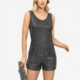 thumbnail image 4 of Women's Sequin Tank Top Sleeveless Scoop Neck Sparkly Party Blouse - Small, Black and Silver, 4 of 6