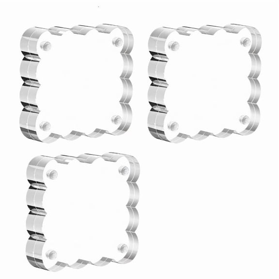 Magnetic Acrylic Photo Frame Set of 3, Clear Scalloped Edges Tabletop Freestanding Picture Frame for Desk, Shelf and Bedsides Photo Display, 3.98 X 3.98 In