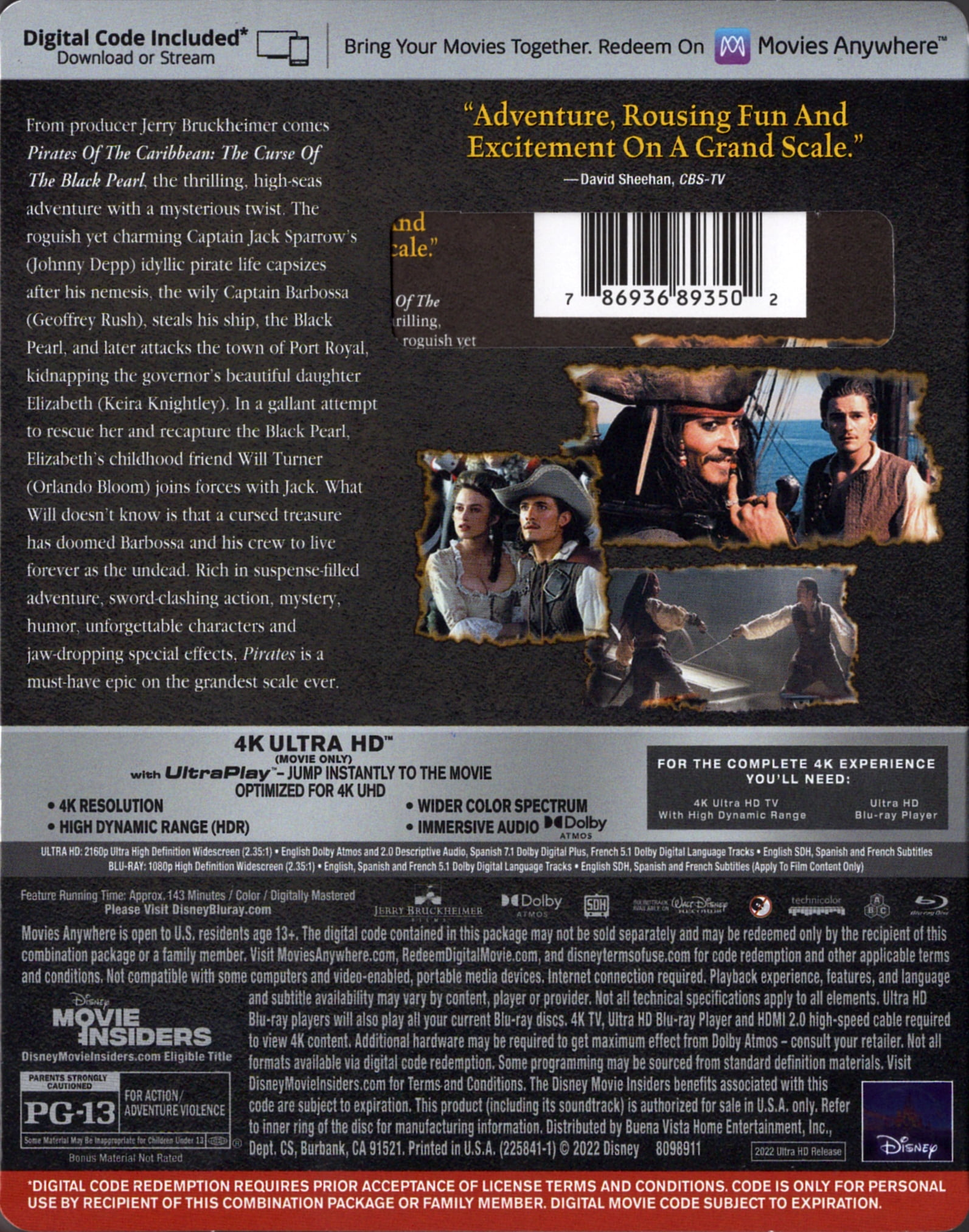 Disney Pirates of the Caribbean: Curse of the Black Pearl 4K Ultra 
