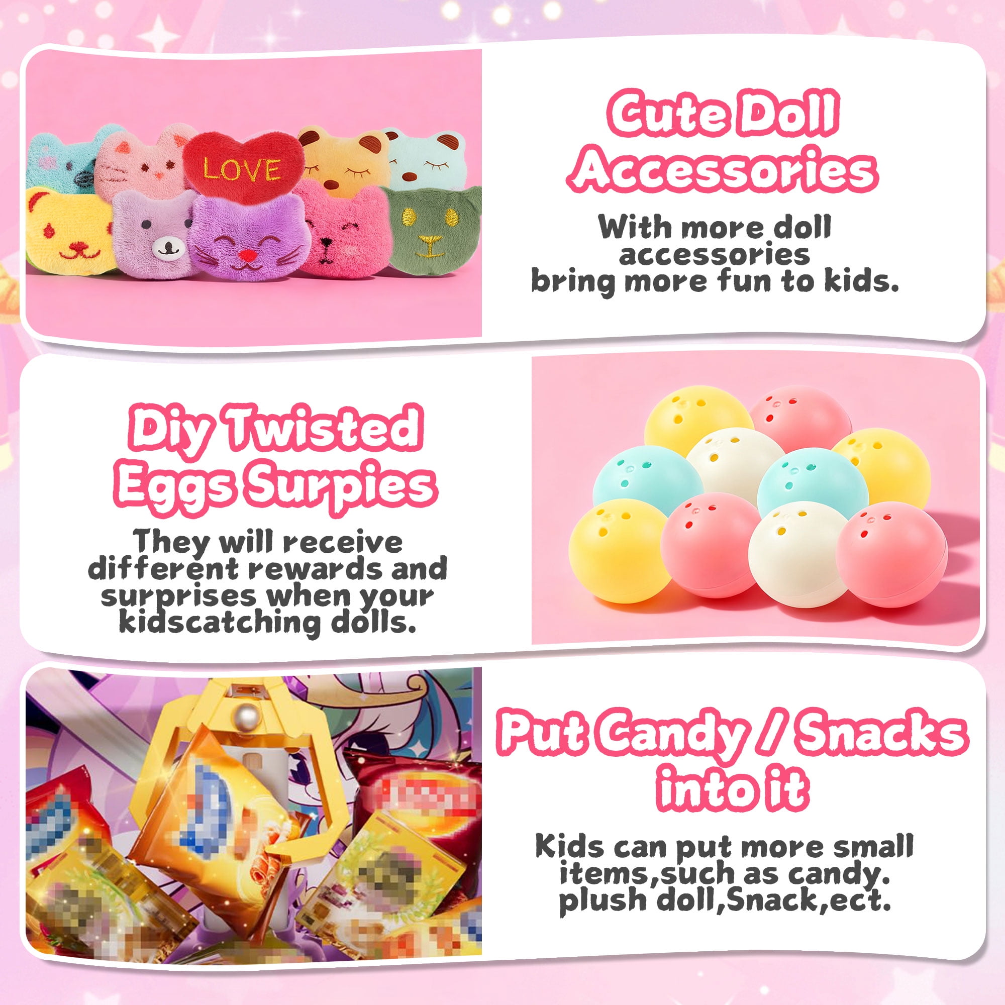 JBeeCtrl Claw Machine for Kids Mini Vending Machine Unicorn Toys for Girls 3-8 Candy Prize Dispenser Electronic Arcade Game Toy for Party Christmas Birthday Gifts