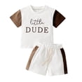 thumbnail image 1 of Hiiyo Toddler Boys Outfits Color Block Letter Print Short Sleeve T Shirt Shorts 2Pcs Set, 1 of 8
