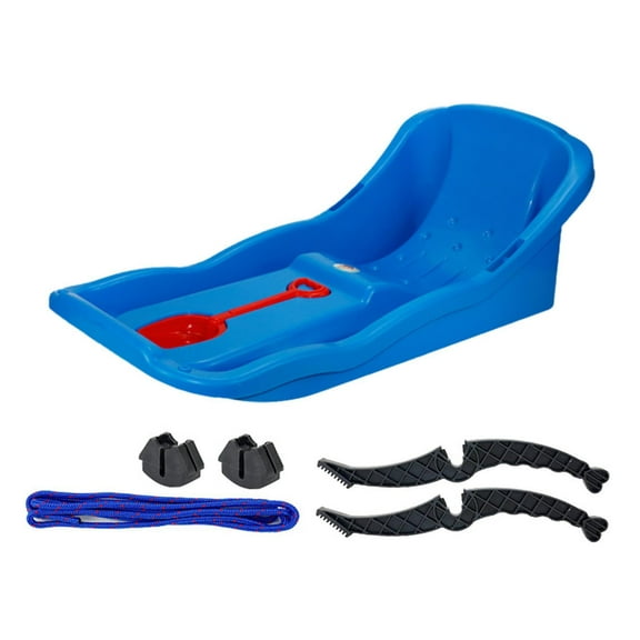yotijay Snow Sled Sleigh Large with Brake Winter Snow Sledding Heavy Duty Winter Toy Blue