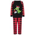 thumbnail image 2 of Hirigin Family Matching Christmas Set Dinosaur Print Long Sleeve Round Neck Tops/Romper Plaid Trousers, 2 of 8