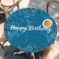 thumbnail image 2 of Lake Blue Birthday Round Tablecloth, Fitted Table Cover with Elastic for 45"-54" Round Tables, Colorful Confetti Ribbons Polka Dots Classroom Table Cloth Outdoor Dinning Party Waterproof Tablecloths, 2 of 7