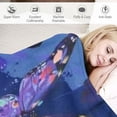 thumbnail image 3 of WYYP Blue Purple Butterfly Print Pattern Soft Plush Blankets White, 3 of 6