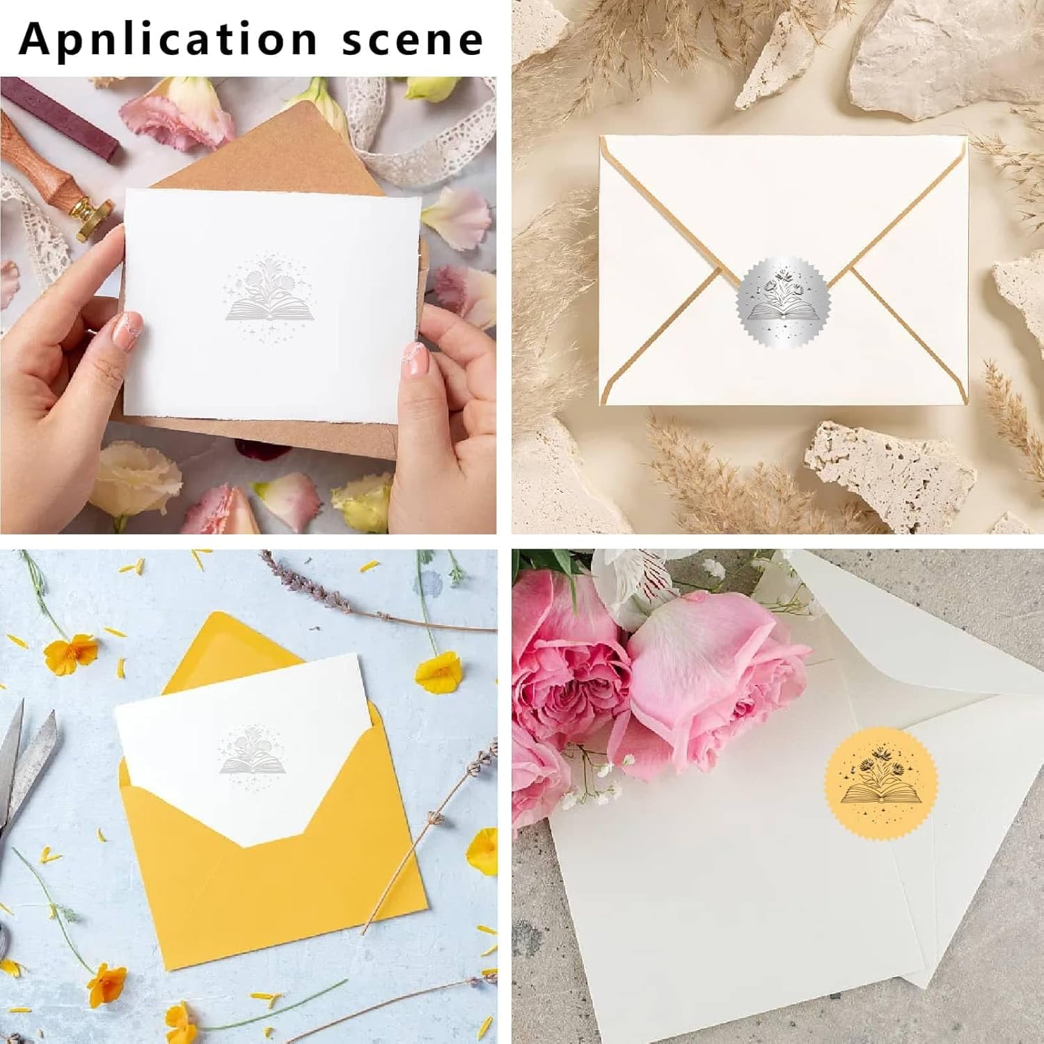 1.65" Floral Book Embosser Stamp Library Spring Elegant Invitation Seal Personalized Rose Gold Stainless Steel Brass Handle Held for Graduation Birthday Envelope Book Lovers Napkin