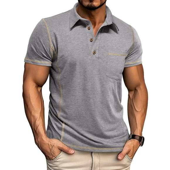Horkkom Golf Shirts for Men with Pocket Button Polos Short Sleeve Shirts Casual Lightweight Comfy T-Shirts, Gifts for Men