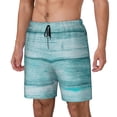 thumbnail image 1 of Balery Teal Turquoise Wood Bañador para hombre, shorts de playa de secado rápido con entrepierna y forro de compresión-Small, 1 of 6