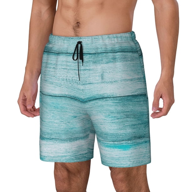 Fotbe Teal Turquoise Wood Traje de Baño para Hombre – Shorts de Natación de Secado Rápido con Forro y Bolsillos-XX-Large